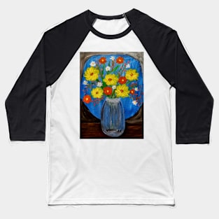 Flowers in a jar in a window at night Baseball T-Shirt